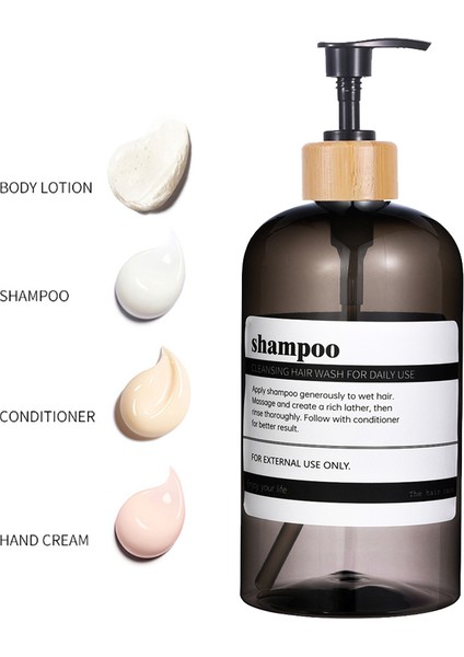 Etiketler-A-Gümüş Büyük Kapasiteli Şampuan Saç Kremi Vücut Yıkama Dispenseri Bambu Pompalı Boş Dolum Sabun Şişesi Banyo Duş Dispenseri (Yurt Dışından) indirimleri