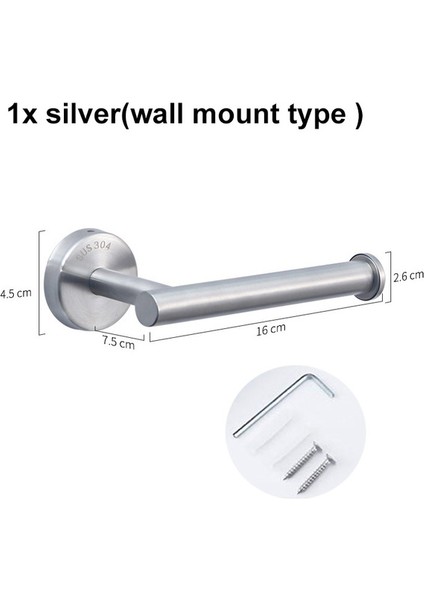 1x Gümüş Duvara Monte Paslanmaz Çelik Tuvalet Rulo Kağıt Havlu Tuvalet Duvar Montaj Tutucu Organizatörler Yumruksuz Raf Doku Kendinden Yapışkanlı Aksesuarlar V27 (Yurt Dışından)