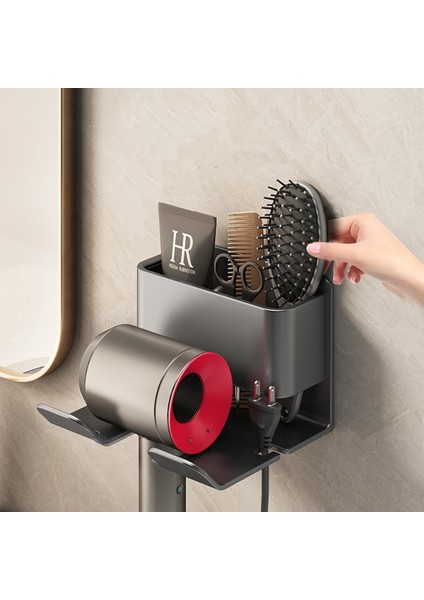 Stil B Gri Saç Kurutma Makinesi Tutucu Duvar Kurutma Makinesi Beşik Düzleştirici Standı Saç Kurutma Makinesi Organizatör Saklama Kutusu Tuvalet Üfleyici Tutucu Banyo Rafları (Yurt Dışından) fiyatları