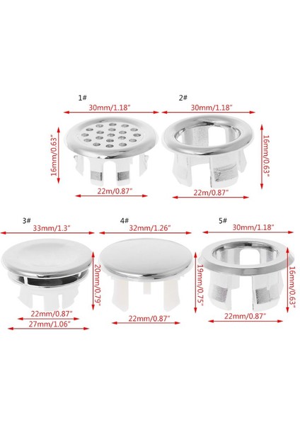 Stil 3 50 Banyo Havzası Lavabo Taşma Halkası Altı Ayak Yuvarlak Ekleme Krom Delik Kapağı Kapağı Lavabo Dolabı Havza Taşma Halkası Aksesuarları (Yurt Dışından)