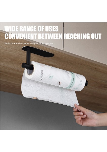 Siyah 33.5x4.5x9 cm Büyük Kağıt Havluluk Kabine Altında Kendinden Yapışkanlı Mutfak Tezgahı Duvara Monte Kağıt Havluluklar Vidalar ile 30 cm (Yurt Dışından)