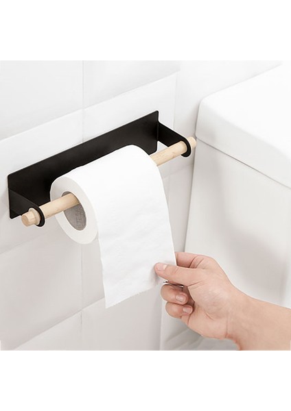 Siyah Mutfak Kağıt Havluluk Kendinden Yapışkanlı Aksesuarlar Kabine Altında Rulo Raf Doku Askısı Depolama Rafı Banyo Tuvalet #td (Yurt Dışından)