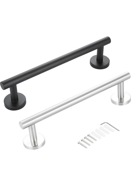 Siyah 50 Paslanmaz Çelik Tek Havlu Askısı Siyah/gümüş Asılı Tutucu W/vida Çubuğu Duvara Montaj Mutfak Banyo Organizatör Basit Modern (Yurt Dışından) fırsatları