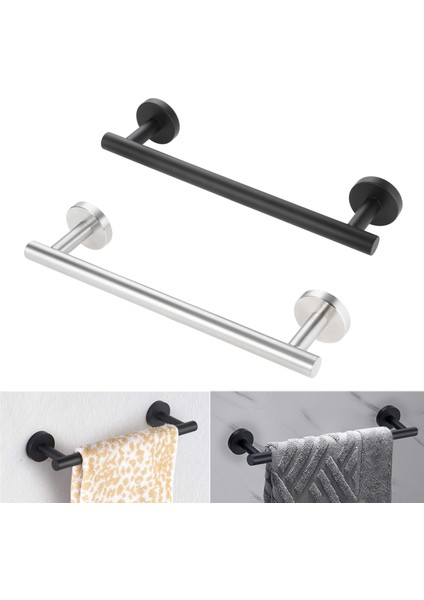 Siyah 50 Paslanmaz Çelik Tek Havlu Askısı Siyah/gümüş Asılı Tutucu W/vida Çubuğu Duvara Montaj Mutfak Banyo Organizatör Basit Modern (Yurt Dışından) indirimleri