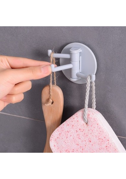 Pembe Çok Fonksiyonlu Dikişsiz 3-Dallı Dönen Kanca Mutfak Banyo Duvar Kancası Ev Düz Kanca Tırnaksız Yapışkan Kanca (Yurt Dışından)