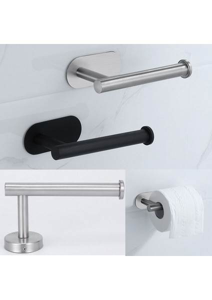 1xblack Hiçbir Matkap Tuvalet Rulo Kağıt Havlu Tuvalet Duvar Tutucu Paslanmaz Çelik Organizatörler Tutucu Banyo Kendinden Yapışkanlı Yumruksuz Raf Doku O1 (Yurt Dışından) modelleri