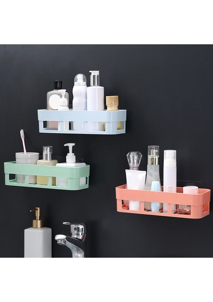 Pink2 Banyo Rafı Makyaj Kutusu Organizatör Şampuan Rafı Duş Rafı Banyo Aksesuarları Hiçbir Matkap Duvar Rafı (Yurt Dışından)