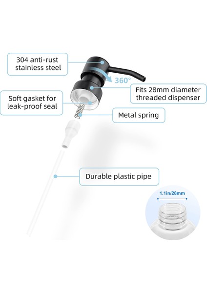Gümüş Paslanmaz Çelik Sabun ve Losyon Dispenseri Pompaları Dispenser Kapakları 28MM Boyun Boyutunda Sıvı Dispenseri ve Mason Kavanozların Değiştirilmesi (Yurt Dışından) modelleri