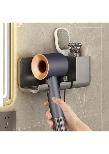 Stil A Siyah Saç Kurutma Makinesi Tutucu Duvara Monte Depolama Rafı Saç Fırçası Depolama Braketi Tuvalet Raf Depolama Rafları Banyo Aksesuarları (Yurt Dışından)
