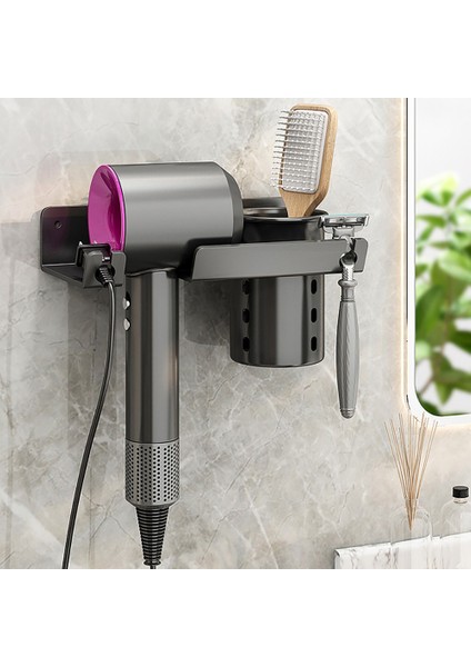Stil A Siyah Saç Kurutma Makinesi Tutucu Duvara Monte Saç Kurutma Makinesi Organizatör Saklama Kutusu ile Jilet Tutucu Paslanmaz Çelik Banyo Düzleştirici Standı (Yurt Dışından) fiyatları