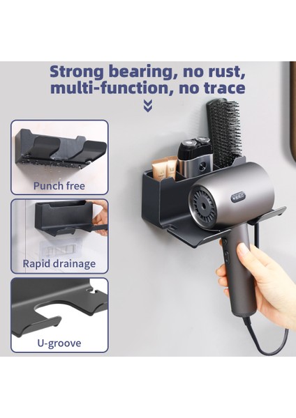 Stil 2-Beyaz Duvara Monte Saç Kurutma Makinesi Braketi Banyo Raf Depolama Rafı Saç Kurutma Makinesi Tutucu Depolama ve Sıralama Braketi Banyo Aksesuarları (Yurt Dışından)