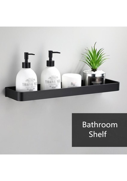 40 cm Havlu Demiri Kanca Banyo Raf Duvar Rafları Raf Alüminyum Siyah Banyo Köşe Raf Duvara Monte Siyah Alüminyum Mutfak Depolama Tutucu (Yurt Dışından)