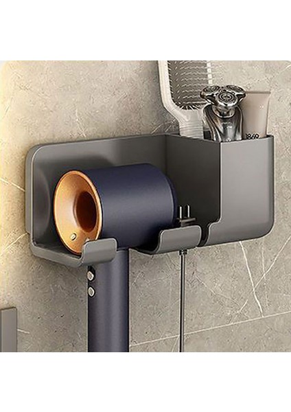 B-Gri Duvara Monte Saç Kurutma Makinesi Tutucu Saç Kurutma Makinesi ve Düzleştirici Standı Depolama Raf Tutucu Banyo Rafları Salon Aracı Kurutucu Organizatör (Yurt Dışından)