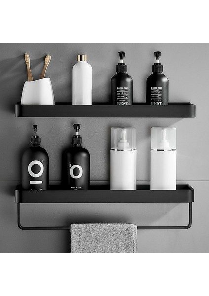40 cm Banyo Rafı Hiçbir Matkap Organizatör Duş Depolama Rafı Siyah Köşe Rafları Duvara Monte Alüminyum Tuvalet Şampuanı Tutucu (Yurt Dışından) fiyatları