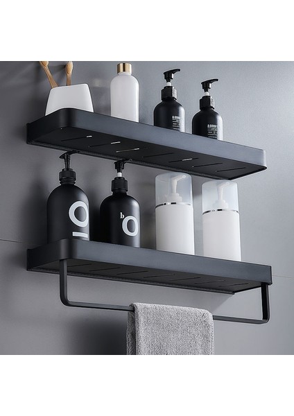 40 cm Banyo Rafı Hiçbir Matkap Organizatör Duş Depolama Rafı Siyah Köşe Rafları Duvara Monte Alüminyum Tuvalet Şampuanı Tutucu (Yurt Dışından) fırsatları