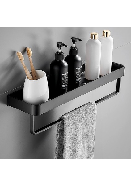 40 cm Banyo Rafı Hiçbir Matkap Organizatör Duş Depolama Rafı Siyah Köşe Rafları Duvara Monte Alüminyum Tuvalet Şampuanı Tutucu (Yurt Dışından) indirimleri