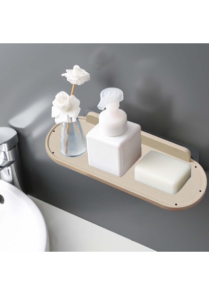 Bej Duvar Sabit Raf Yapıştırıcı Hiçbir Delme Banyo Rafı Mutfak Duvar Rafı Ev Banyo Tuvalet Aksesuarları Köşe Rafı (Yurt Dışından)