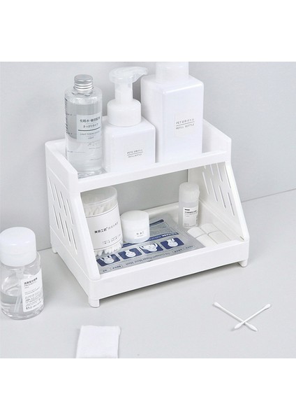 Beyaz Raf Çift Katmanlı Ofis Masası Depolama Rafı Basit Stil Banyo Kozmetik Organizatör Raf Masaüstü Çeşitli Eşyalar Bitirme Rafı (Yurt Dışından) modelleri