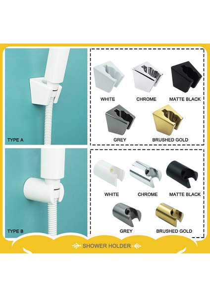 Krom Braket Bir Duş Tutucu El Püskürtme Braketi Abs Plastik Duvara Monte Banyo Yedek Parçaları Altın Gri Beyaz Siyah Krom (Yurt Dışından)