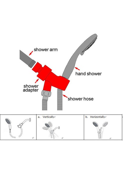 Krom G1/2″ Üç Yollu Duş Başlığı Tutucu Duş Yönlendirme Vanası Ayarlanabilir Duş Kabini Braketleri Filtre Banyo Aksesuarları Siyah (Yurt Dışından)
