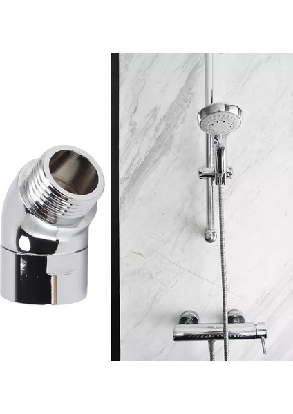 Gümüş Duş Başlığı Dirsek G1/2in Konu Tutamak 135 Derece Duş Başlığı Pirinç Duş Dirsek Adaptörü Banyo Duş Aksesuarları Için (Yurt Dışından)