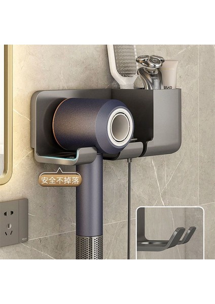 A-Siyah Saç Kurutma Makinesi Organizatör Raf Banyo Rafı Saç Kurutma Makinesi ve Düzleştirici Standı Raf Duvara Monte Raflar Saklama Kutusu Üfleyici Tutucu (Yurt Dışından) indirimleri