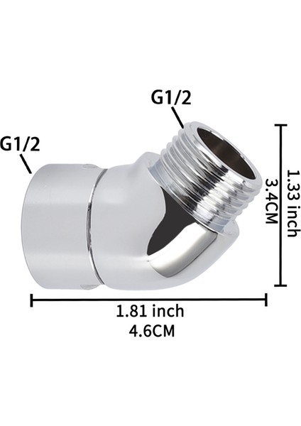 Gümüş Duş Başlığı Dirsek G1/2in Konu Tutamak 135 Derece Duş Başlığı Pirinç Duş Dirsek Adaptörü Banyo Duş Aksesuarları Için (Yurt Dışından)
