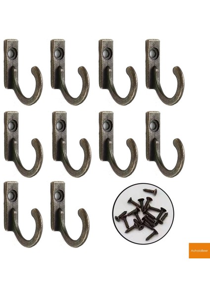 10 Adet Bronz 10 Adet Demir Metal Duvar Kanca Montajı Ahşap Elementler Için Portmanto Yatak Odası Havlu Rafı Kahve Kupa Asma Kancaları Mutfak Aletleri (Yurt Dışından)