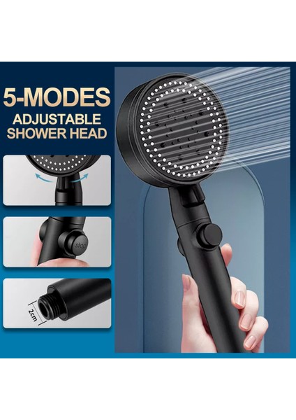1.5 M Şerit Tüp Duş Başlığı Su Tasarrufu Siyah 5 Mod Ayarlanabilir Yüksek Basınçlı Duş Tek Tuşla Durdurma Su Masajı Eko Duş Banyo Aksesuarları (Yurt Dışından) modelleri