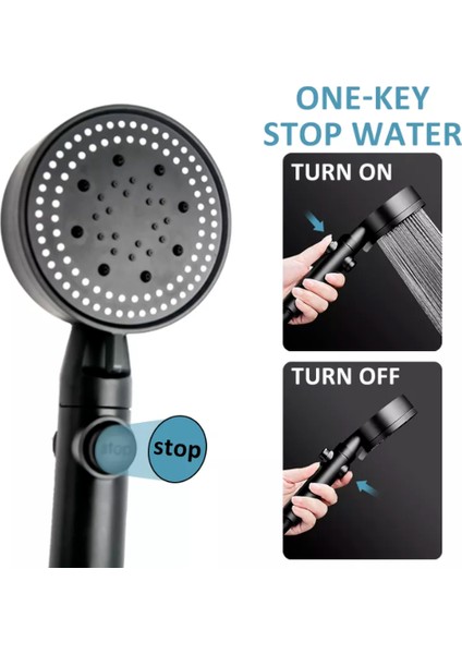 1.5 M Şerit Tüp Duş Başlığı Su Tasarrufu Siyah 5 Mod Ayarlanabilir Yüksek Basınçlı Duş Tek Tuşla Durdurma Su Masajı Eko Duş Banyo Aksesuarları (Yurt Dışından) fırsatları