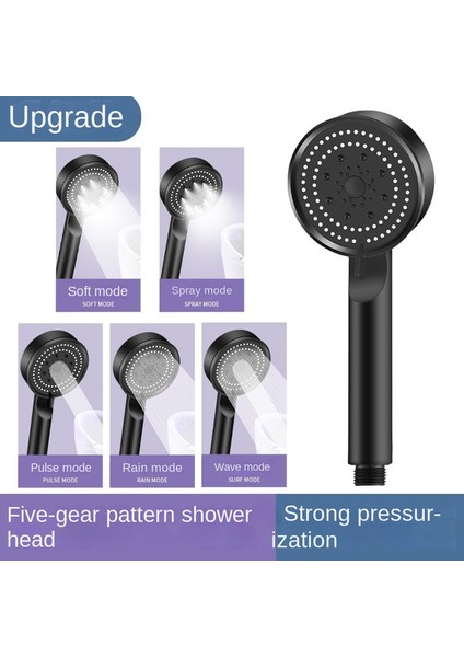 Siyah 5 Modu Duş Başlığı Ayarlanabilir Yüksek Basınçlı Su Tasarruflu Duş Başlığı Su Masajlı Duş Başlığı Banyo Aksesuarları Için (Yurt Dışından)