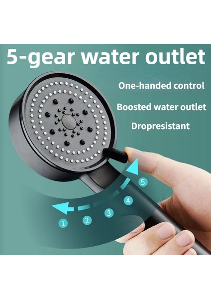 Siyah 5 Modu Duş Başlığı Ayarlanabilir Yüksek Basınçlı Su Tasarruflu Duş Başlığı Su Masajlı Duş Başlığı Banyo Aksesuarları Için (Yurt Dışından) fiyatları