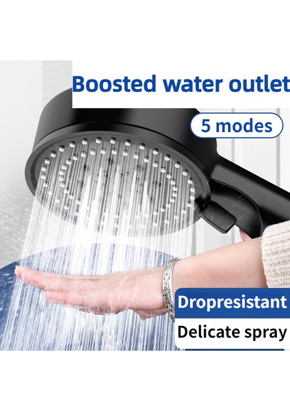 Siyah 5 Modu Duş Başlığı Ayarlanabilir Yüksek Basınçlı Su Tasarruflu Duş Başlığı Su Masajlı Duş Başlığı Banyo Aksesuarları Için (Yurt Dışından) modelleri