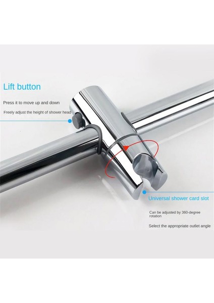 Yuvarlak Boru 23MM Duş Yüksekliğinin Serbest Ayarı Duş Kaydırağı Ray Braketi Satır Içi Kolayca Ayrılmaz 360 Derece Dönüş Ayarı Genel (Yurt Dışından)