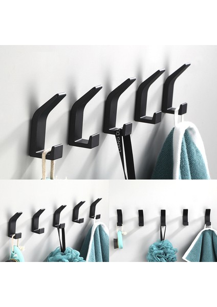Beyaz 1 Adet Hiçbir Sondaj Çift Kanca Siyah Beyaz Havlu Kancası Banyo Elbise Ceket Askısı Yatak Odası Bornoz Askısı Oturma Odası Mutfak Aksesuarları (Yurt Dışından)