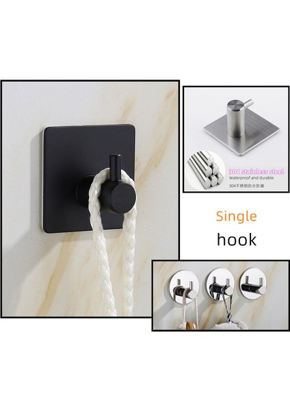 Bir SUS304 Siyah Bornoz Askısı Paslanmaz Çelik Kendinden Yapışkanlı Duvar Palto Askılık Portmanto Anahtar Tutucu Havlu Elbise Askısı Banyo Mutfak Depolama Için (Yurt Dışından)