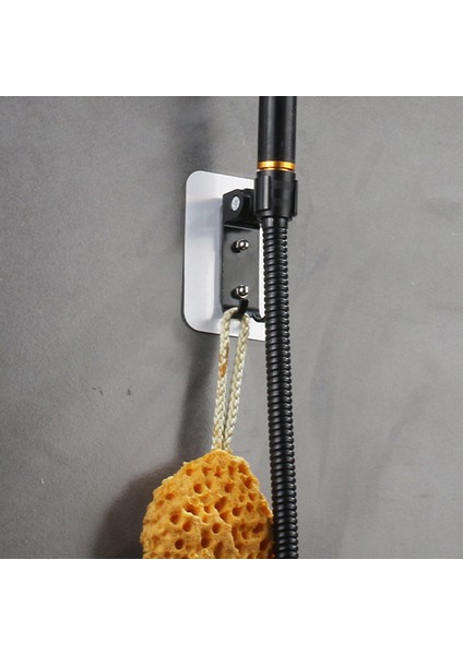 Çift Kancalı Siyah Alüminyum Duş Tutucu Ayarlanabilir Punch-Free Banyo Duş Başlığı Braketi Kolay Kurulum GRSA889 (Yurt Dışından)