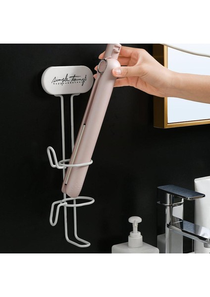 Beyaz Banyo Bukle Makinesi Tutucu Duvara Monte Saç Düzleştirici Tutucu Bigudi Raf Raf Berber Salonu Organizatör Banyo Aksesuarları (Yurt Dışından)