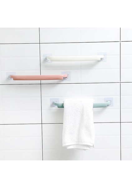 Pembe Yapışkanlı Havlu Askısı Kendinden Yapışkanlı Havlu Çubuk Havlu Çubuğu Duvara Sopa Banyo Havlusu Tutucu Raylı Raf Duvara Monte Banyo Aksesuarı (Yurt Dışından)