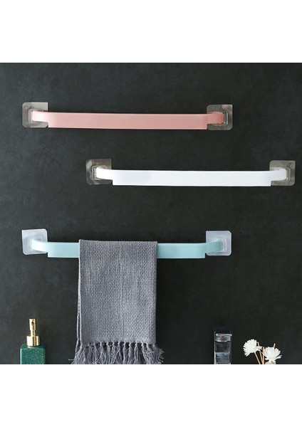 Pembe Yapışkanlı Havlu Askısı Kendinden Yapışkanlı Havlu Çubuk Havlu Çubuğu Duvara Sopa Banyo Havlusu Tutucu Raylı Raf Duvara Monte Banyo Aksesuarı (Yurt Dışından)