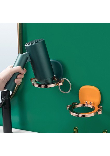Koyu Yeşil Saç Kurutma Makinesi Rafı Abs Pp Malzeme Yaratıcı Yapışkanlı Yapıştırma Delikli Çok Fonksiyonlu Katlanır Raf Banyo Tuvalet Için (Yurt Dışından)