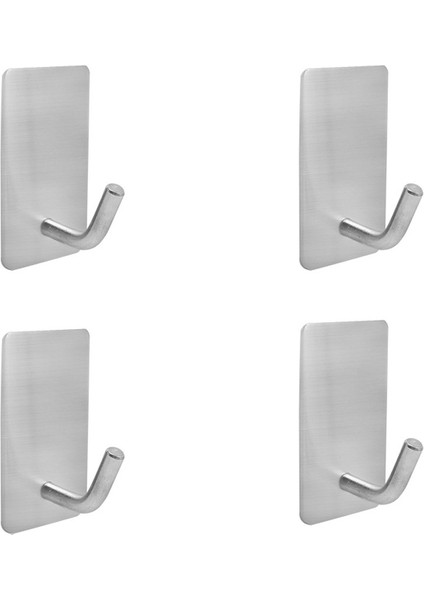 4 Adet Kanca Yapışkanlı Duvar Kancaları Paslanmaz Çelik Mutfak Düzenleyici Çok Fonksiyonlu Depolama Giysi Rafı Banyo Kancaları Güçlü Anahtarlık (Yurt Dışından)