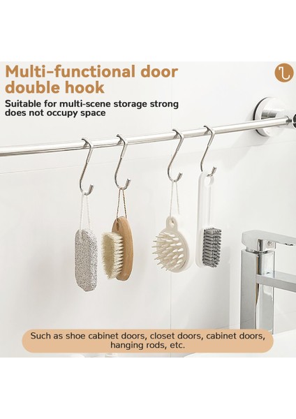 1pc-Uzun-Gümüş S-Şekilli Çok Amaçlı Kanca 304 Paslanmaz Çelik Dolap Kapı Kancası Havlu Askısı Şapka Tutucu Kıyafet Dolabı Rafı Mutfak Banyo (Yurt Dışından) fırsatları