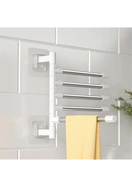 3 Çubuk Banyo Araçları Yumruksuz Duvara Monte Döner Havlu Banyo Havlusu Askısı Uzay Alüminyum Çok Katmanlı Asılı Çubuk Rafı Otel Spor Salonu Için (Yurt Dışından)