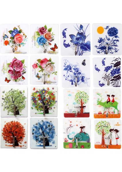 Rastgele Desenli Yumruksuz Yapışkanlı Kancalar Çeşitli Desenler Güçlü Traceless Kancalar Mutfak Banyo Yemek Yatak Odası Yatak Odası Ev Depolama (Yurt Dışından) fırsatları