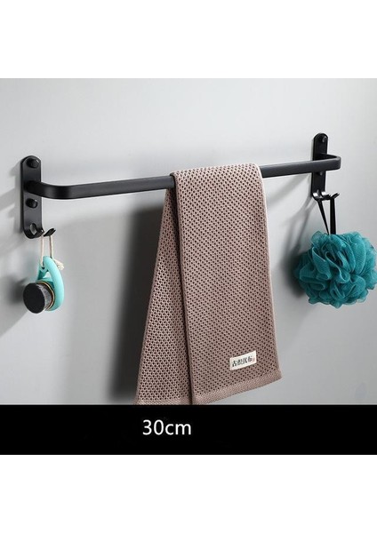 Siyah Tek 30 cm Havlu Askısı Duvara Monte Havlu Askısı Banyo Alanı Alüminyum Moda Beyaz Havlu Bar Rayı Mat Beyaz Havlu Tutucu (Yurt Dışından)