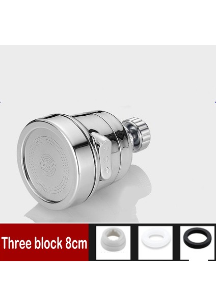 Üç Blok 8 cm Evrensel 360 Derece Döner Mutfak Musluk Havalandırıcı Ayarlanabilir 3 Modu Püskürtücü Filtre Difüzör Su Tasarruf Memesi Musluk Konektörü (Yurt Dışından)