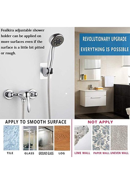 06 7 Dişli Ayarlanabilir Plastik + Kaplama Tutucu Kendinden Yapışkanlı El No Emme Tutucu Duvara Monte Banyo Duş Tutucu Braketi (Yurt Dışından) modelleri