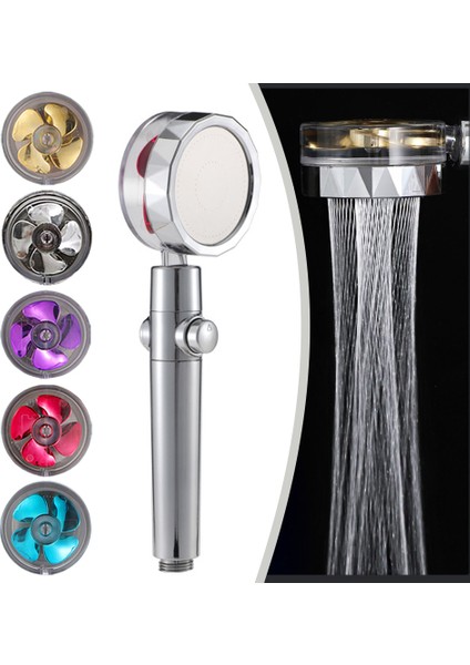 Kırmızı Yüksek Basınçlı Duş Başlığı Su Tasarrufu El Püskürtme Memesi Turboşarjlı Duş Başlığı Küçük Fan ile Banyo Malzemeleri (Yurt Dışından) modelleri