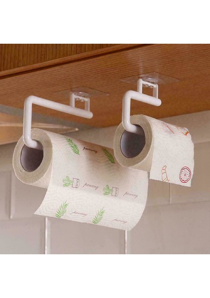 Beyaz S Doku Askısı Kağıt Rulo Tutucu Duvara Monte Havlu Organize Raflı Dolap Rag Asılı Raf Mutfak Banyo Depolama Kanca (Yurt Dışından)